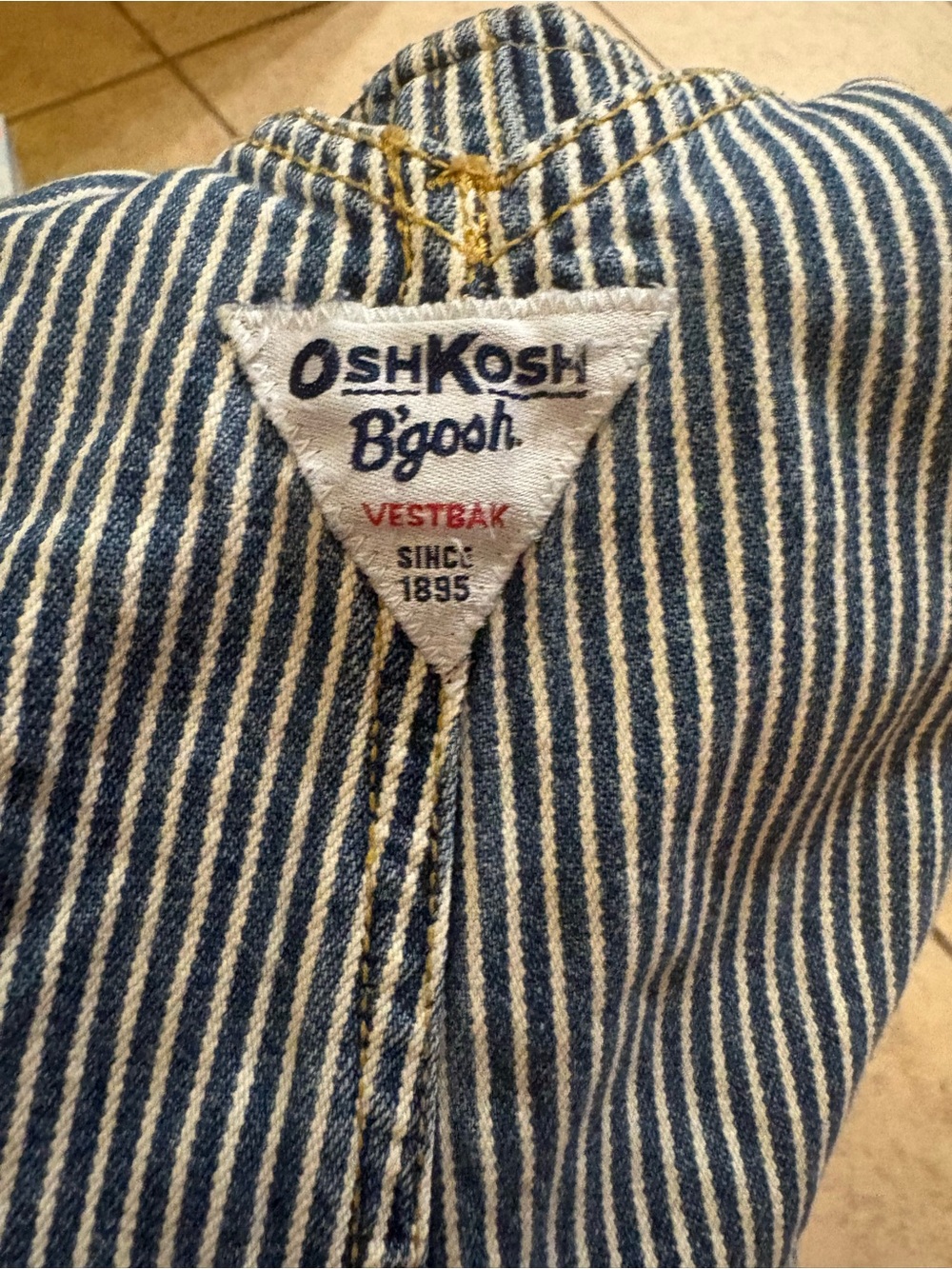 OshKosh B'Gosh railroad stripe overalls size 12 months - Picture 4 of 5